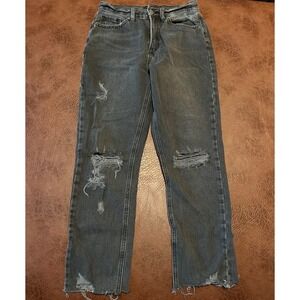 JBD Just Black Denim Distressed‎ Straight Leg Jeans Faded Black DP522N Size 25